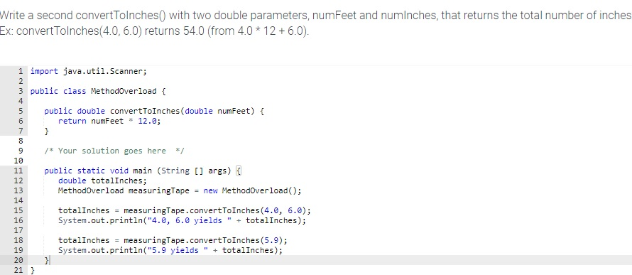 Solved Write a second convertTolnches0 with two double | Chegg.com