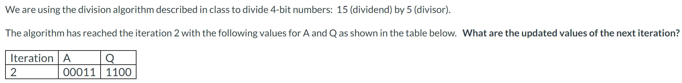 Solved We are using the division algorithm described in | Chegg.com