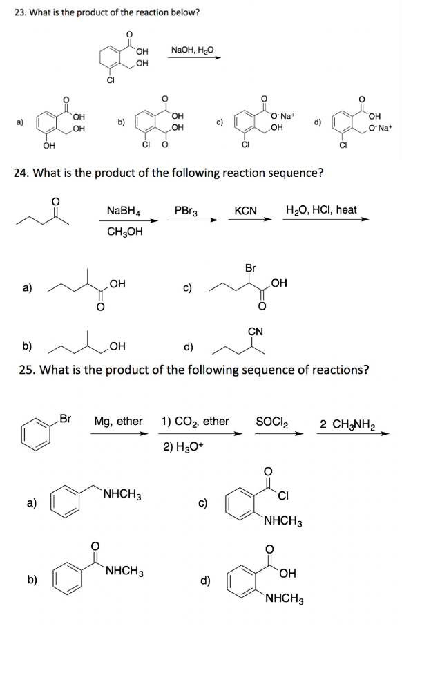 Solved 23 What Is The Product Of The Reaction Below Oh