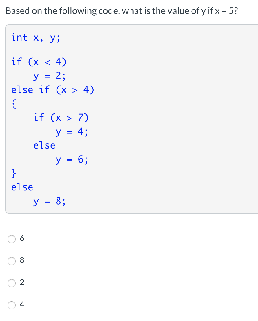 Solved Question Is From A Java Quiz Based On The Followin