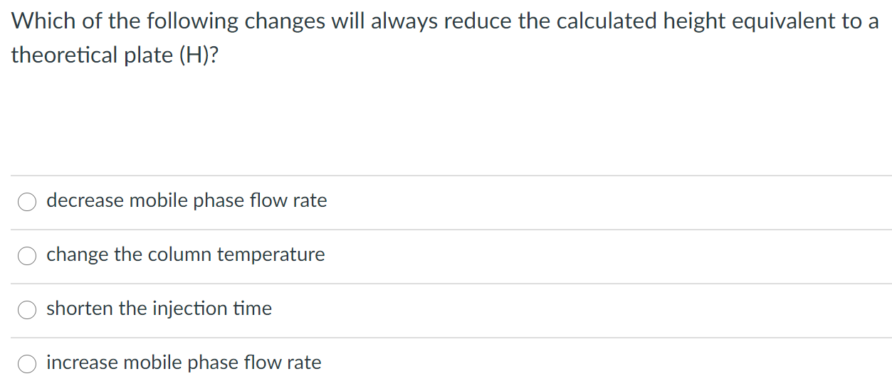 Solved Which of the following changes will always reduce the | Chegg.com
