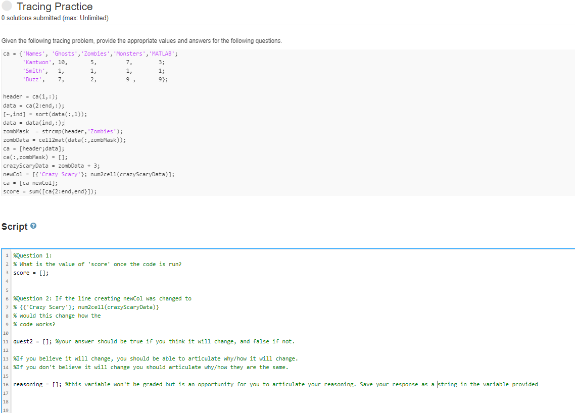 Solved Tracing Practice O solutions submitted (max: | Chegg.com