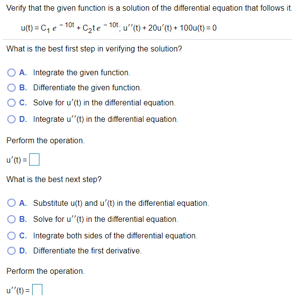 Solved Verify that the given function is a solution of the | Chegg.com