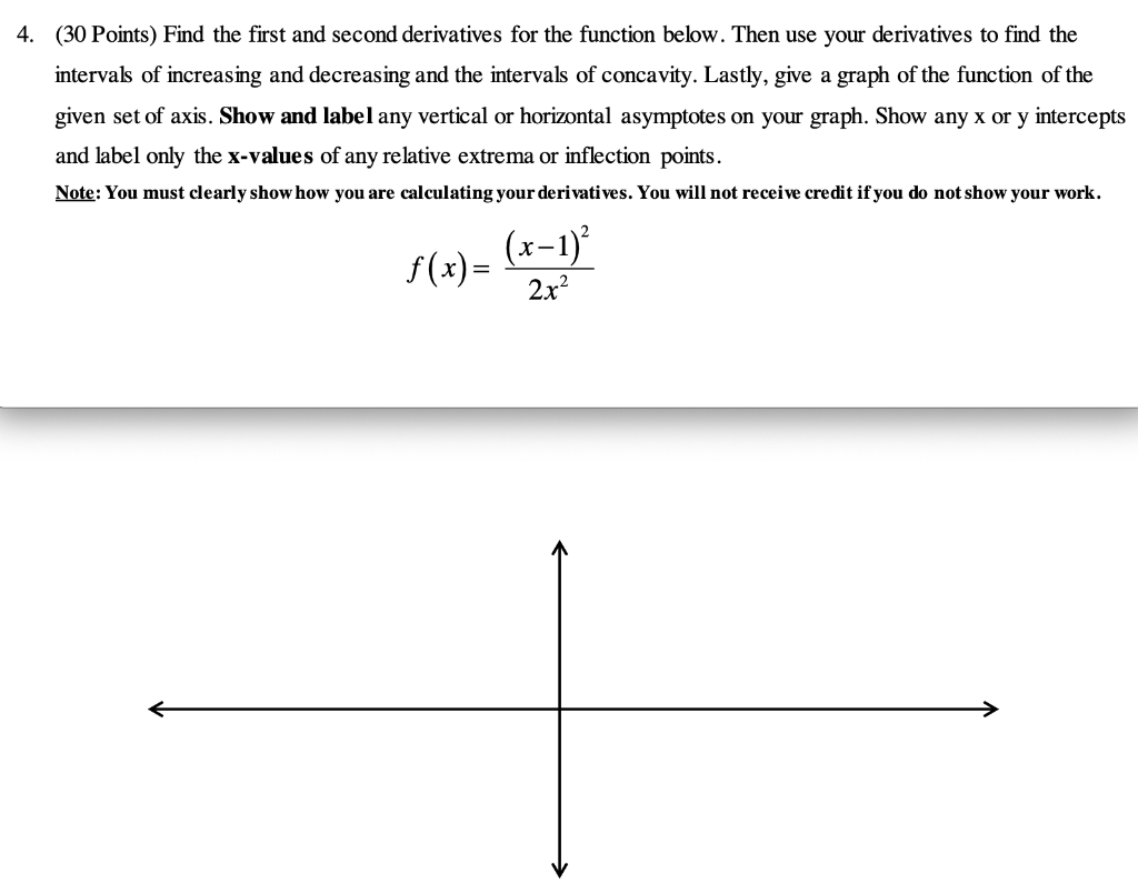 Solved 4. (30 Points) Find the first and second derivatives | Chegg.com