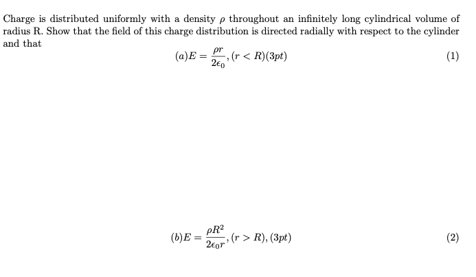 Solved Charge is distributed uniformly with a density ρ | Chegg.com