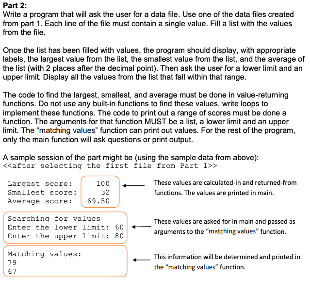 Part 1: Write a program to create a text file which | Chegg.com