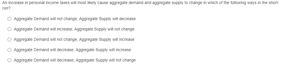 Solved Following an increase in aggregate demand, a decrease | Chegg.com