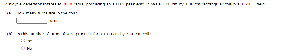 Solved A bicycle generator rotates at 2000 rad/s, producing | Chegg.com