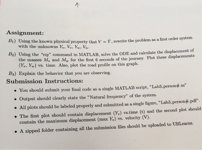 MAE 376, Fall 2018: Lab 3 Eigenvalue Problems and | Chegg.com