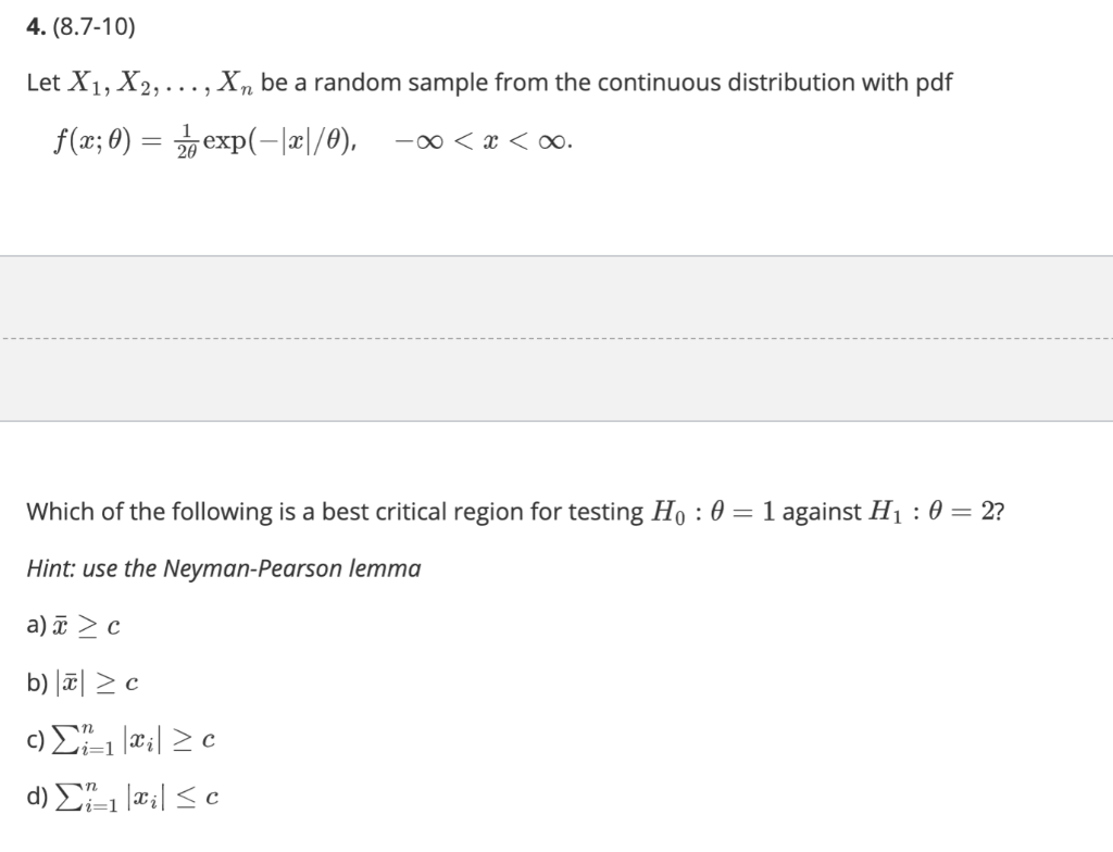 Solved Let X1 X2 … Xn Be A Random Sample From The Continuous