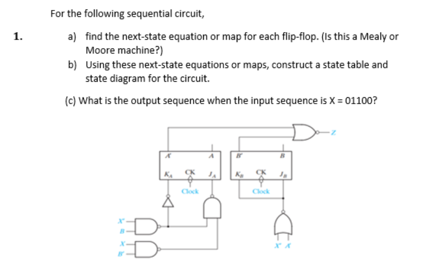 Solved For The Following Sequential Circuit, A) Find The | Chegg.com