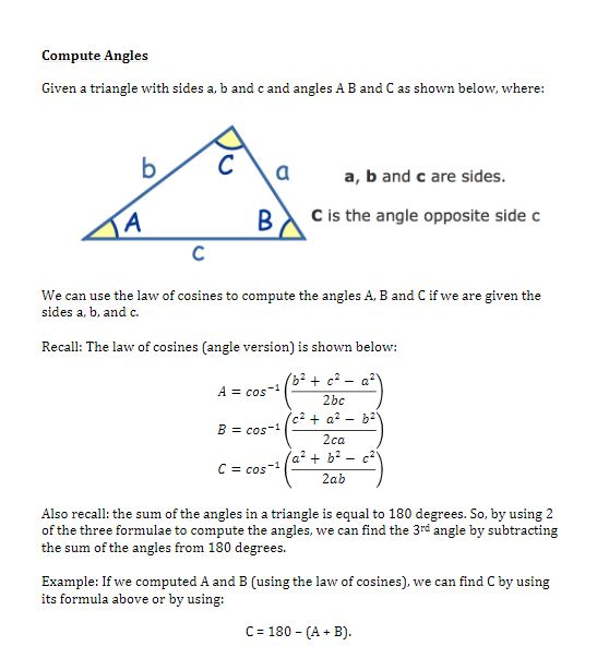 Solved Compute Angles Given A Triangle With Sides A, B And 