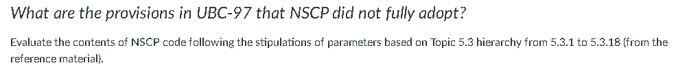 Solved What are the provisions in UBC-97 that NSCP did not | Chegg.com