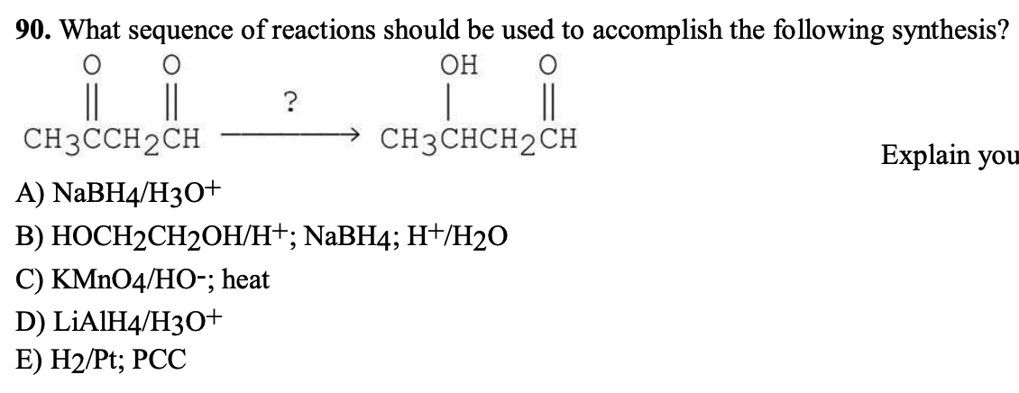 Solved 90. What sequence of reactions should be used to | Chegg.com