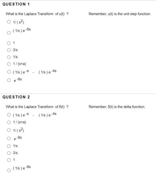 Solved Question 1 Remember U T Is The Unit Step Functio Chegg Com