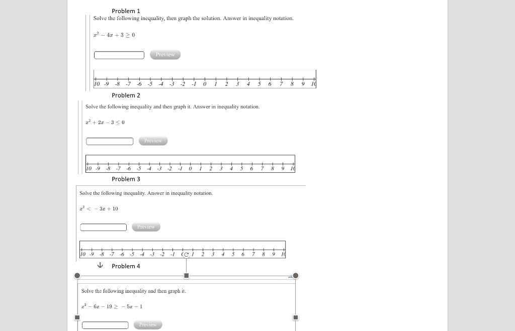Solved Problem 1 Solve the following inequality, then graph | Chegg.com