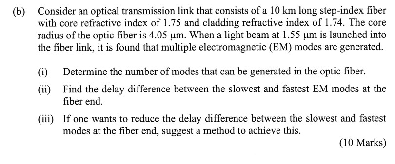 (b) Consider an optical transmission link that | Chegg.com