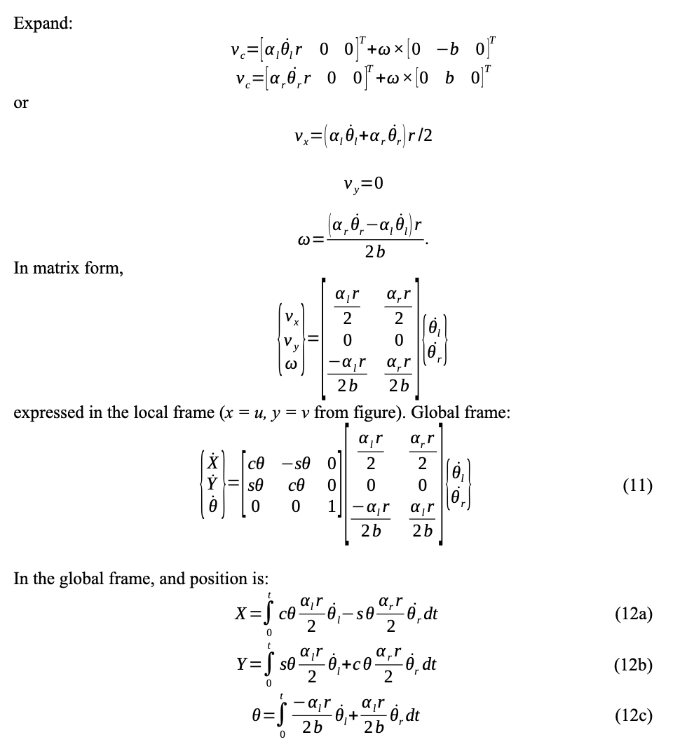 1) Differential Drive Robot - no slip: Assumptions: | Chegg.com