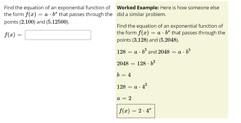 Solved Find the equation of an exponential function of | Chegg.com