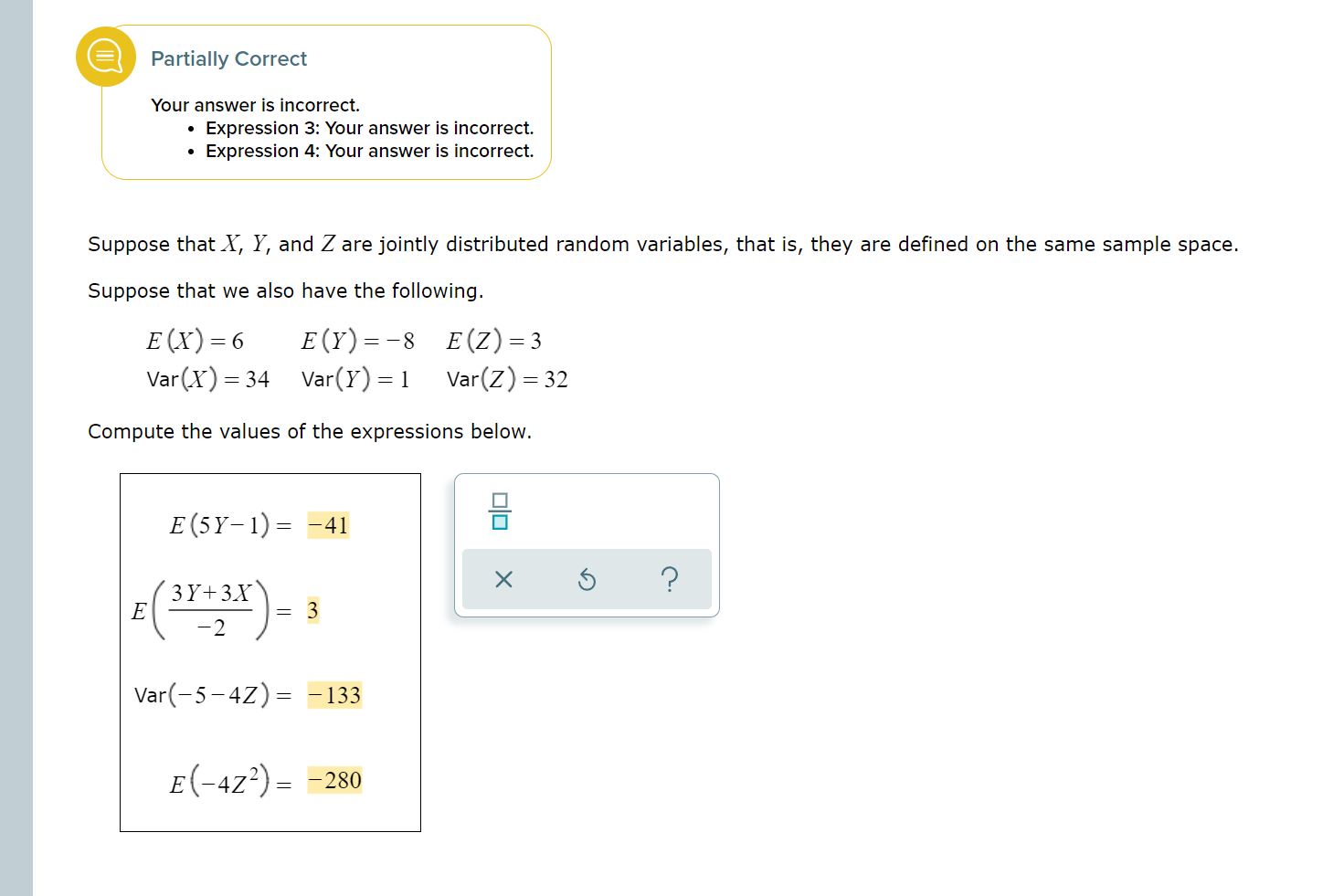Solved e Partially Correct Your answer is incorrect. | Chegg.com