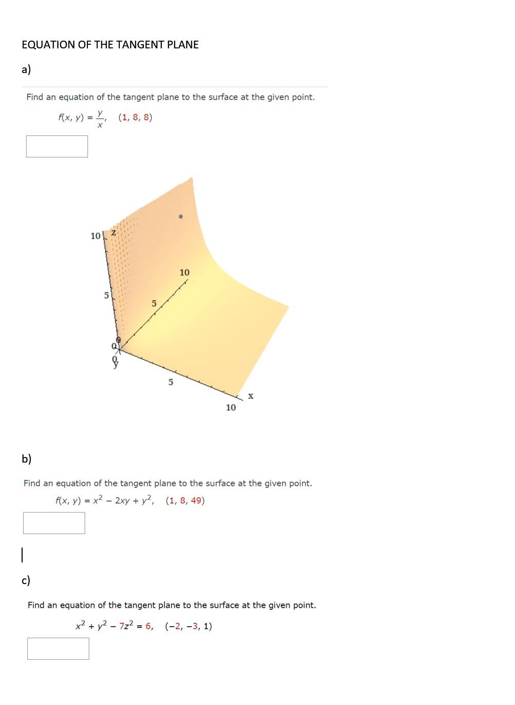 how to find the equation of a tangent plane