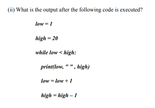 Solved (ii) What is the output after the following code is | Chegg.com
