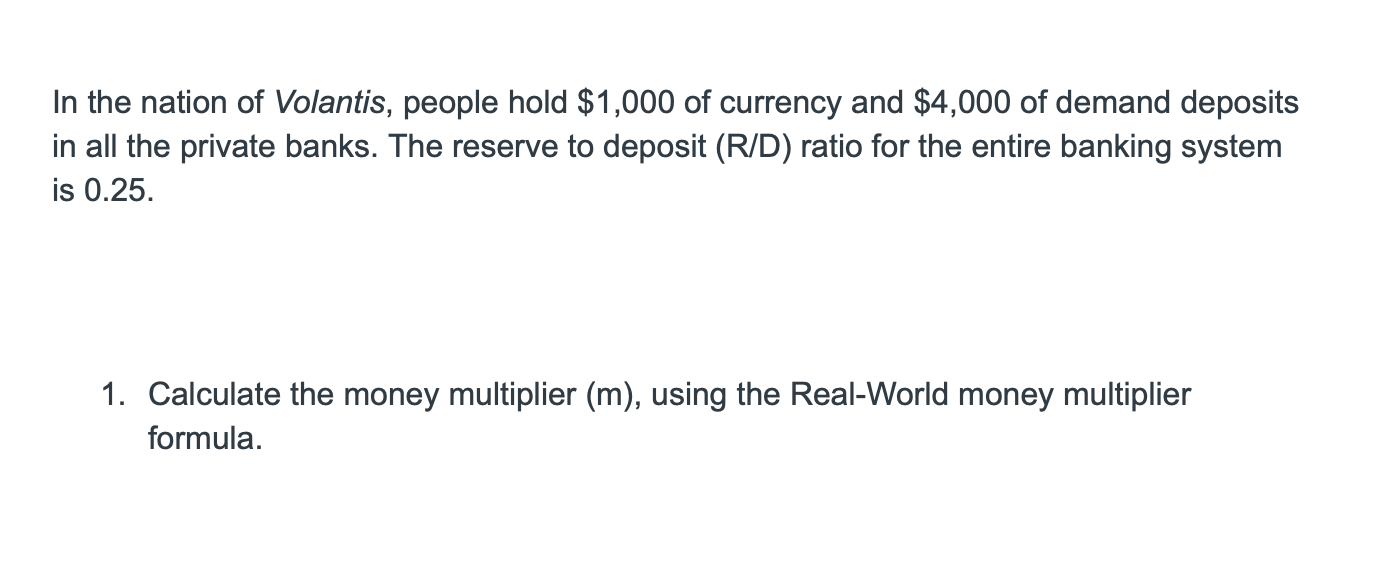 Real World Money Multiplier Formula
