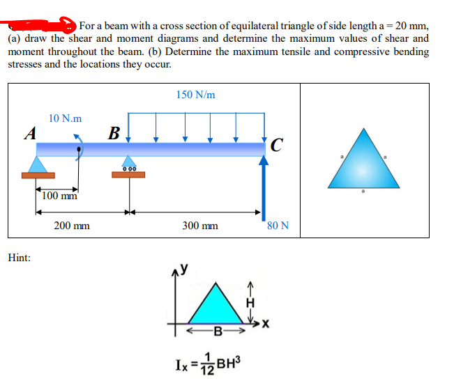 Solved For A Beam With A Cross Section Of Equilateral