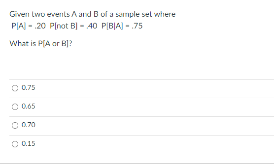 Solved Given Two Events A And B Of A Sample Set Where | Chegg.com