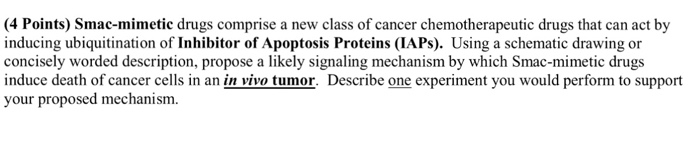 Solved 4 Points) Smac-mimetic drugs comprise a new class of | Chegg.com