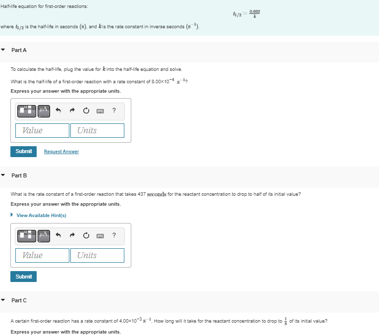 Solved Halflife equation for firstorder reactions