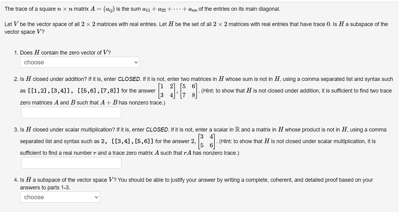 solved-the-trace-of-a-square-n-x-n-matrix-a-aij-is-the-chegg