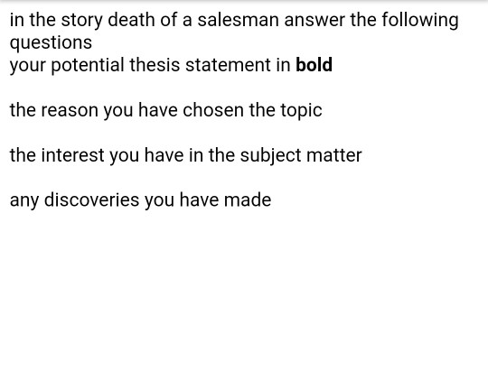 thesis statement for death of a salesman