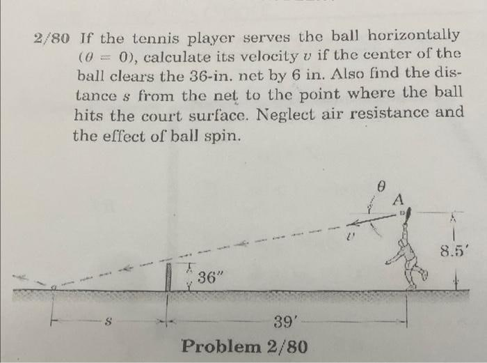 Solved 2/80 If the tennis player serves the ball
