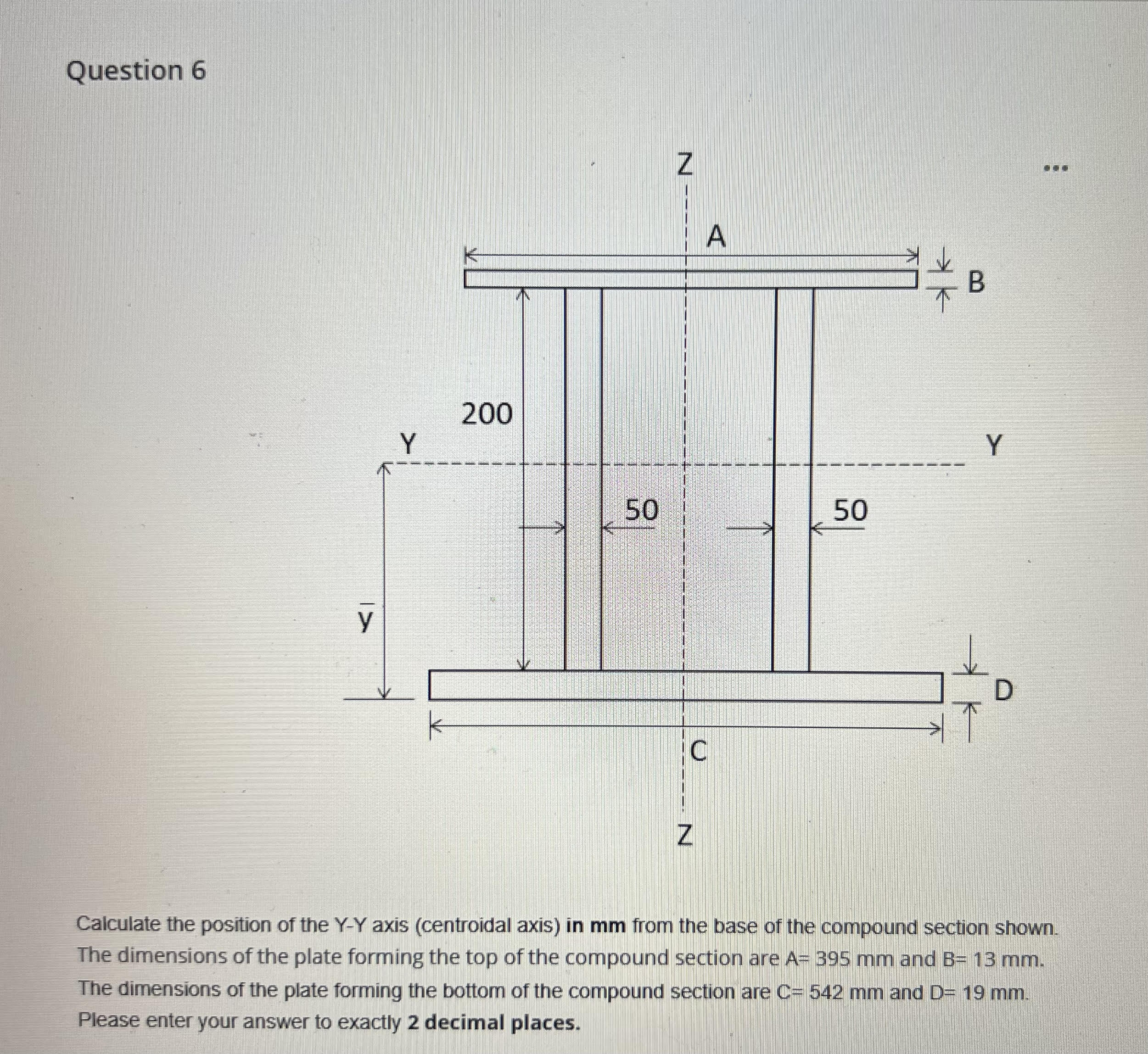 Solved Question 6 Calculate the position of the Y−Y axis | Chegg.com