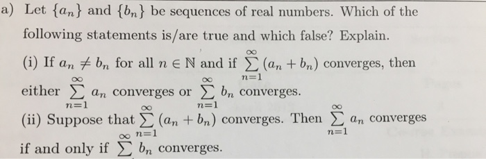 Solved Let {a_n} And {b_n} Be Sequences Of Real Numbers. | Chegg.com