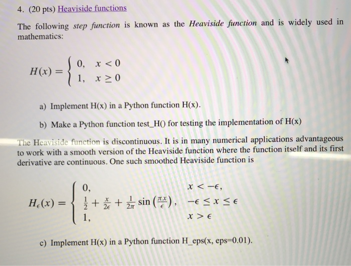 Solved 4. (20 pts) Heaviside functions The following step | Chegg.com
