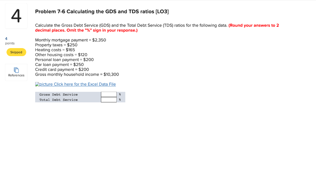Solved Problem 76 Calculating the GDS and TDS ratios [LO3]