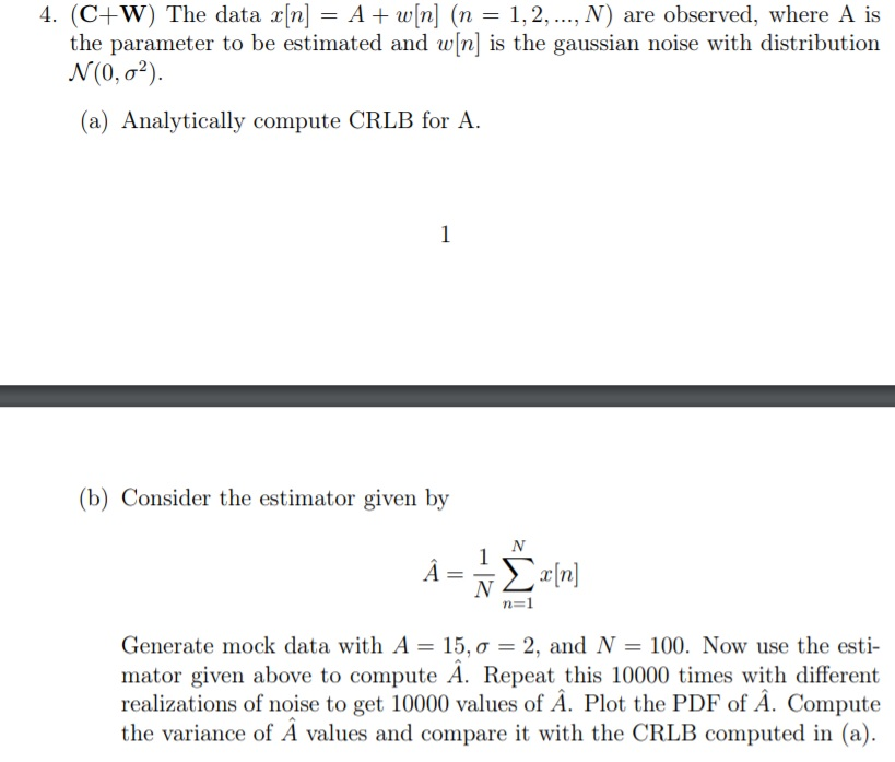 4 C W The Data X N A W N N 1 2 N Chegg Com