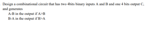 Solved Design a combinational circuit that has two 4bits | Chegg.com