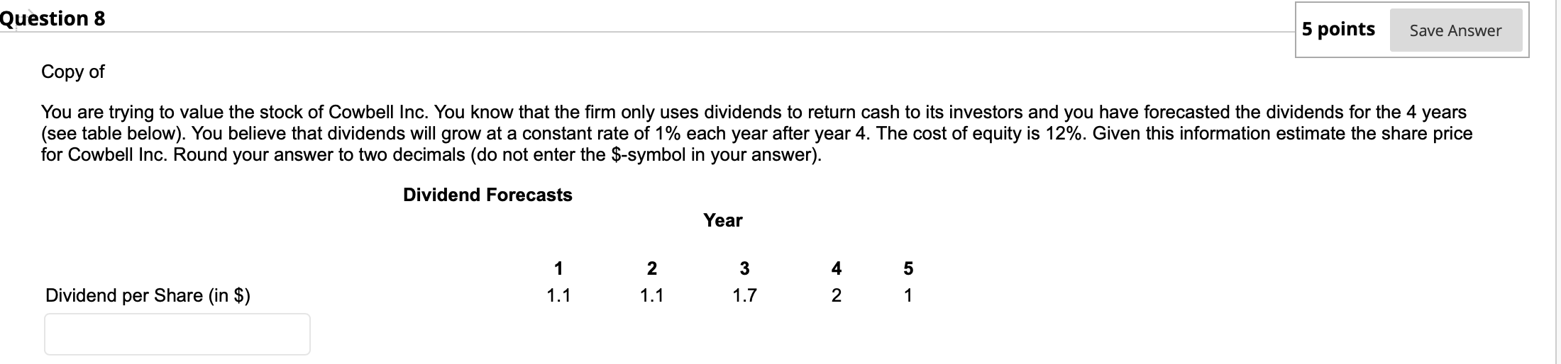Solved Question 8 5 points Save Answer Copy of You are | Chegg.com