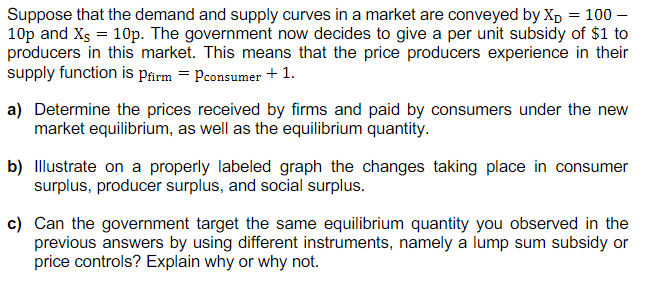 Solved Suppose that the demand and supply curves in a market | Chegg.com