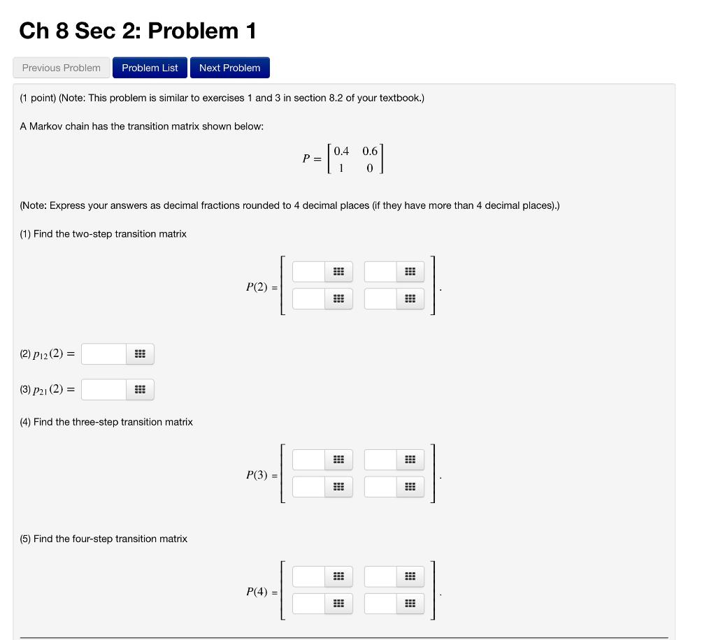 Solved Ch 8 Sec 2: Problem 1 Previous Problem Problem List | Chegg.com