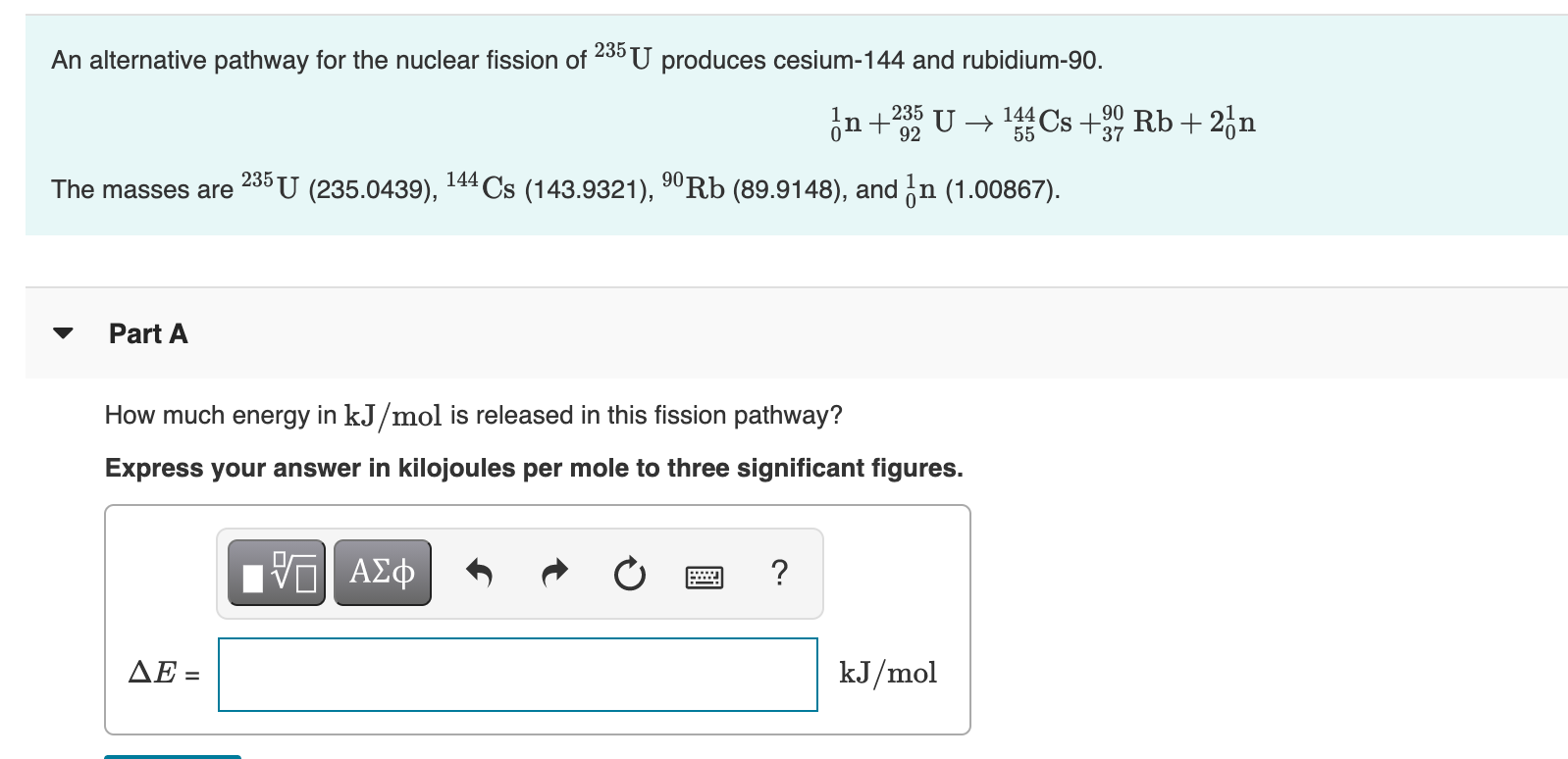 Solved An Alternative Pathway For The Nuclear Fission Of Chegg Com