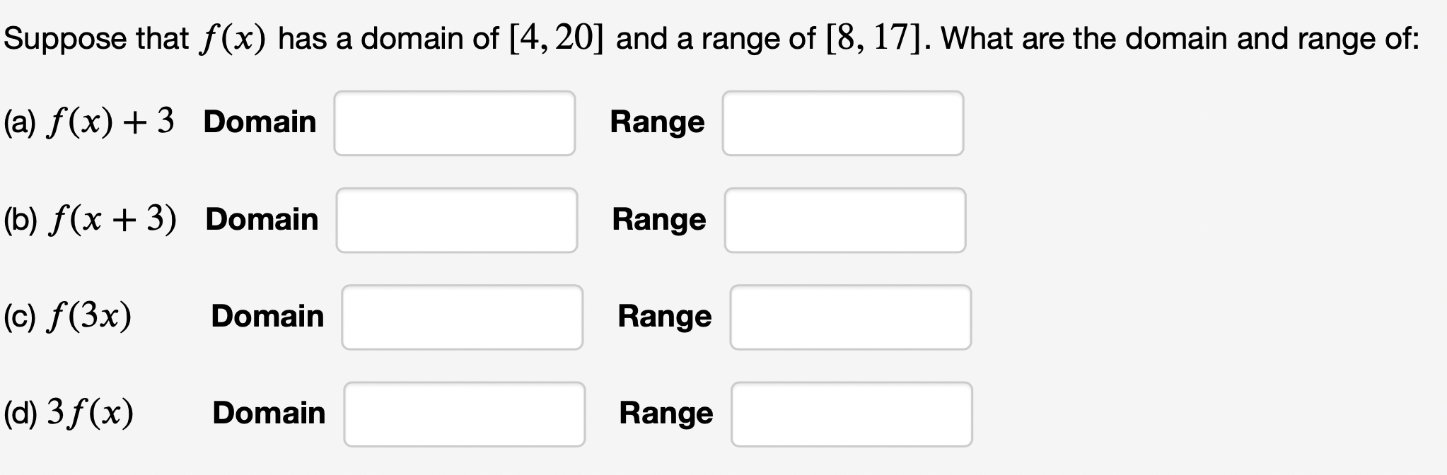 what are the domain and range of f x 4x 8