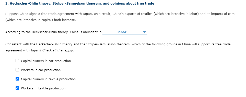 Solved 3. Heckscher-Ohlin theory, Stolper-Samuelson theorem, | Chegg.com