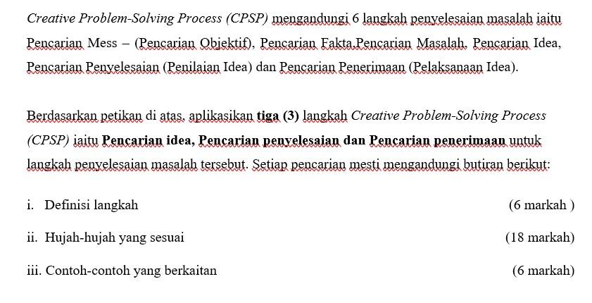  Creative Problem Solving Process CPSP Mengandungi 6 Chegg