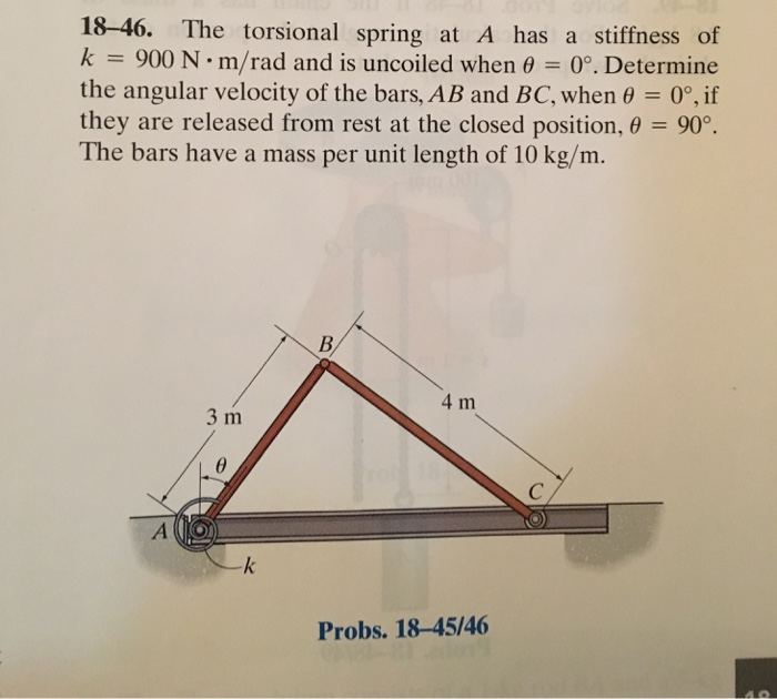 Solved The torsional spring at A has a stiffness of k = 900