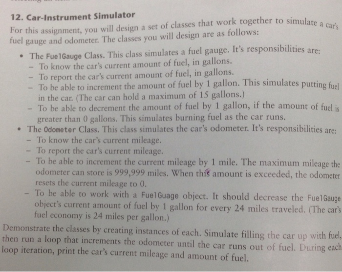 Solved 12. CarInstrument Simulator For this assignment, you