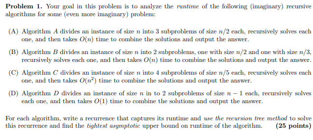 Solved Problem 1. Your goal in this problem is to analyze | Chegg.com